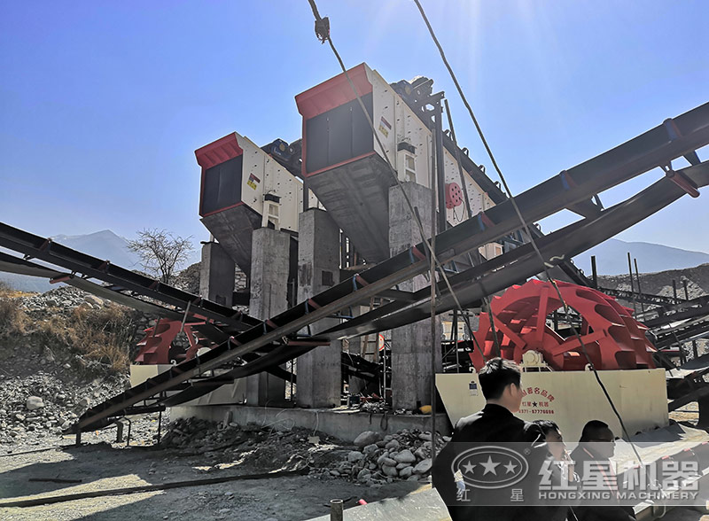 紅星機器客戶水洗石子現場，售后全程跟進