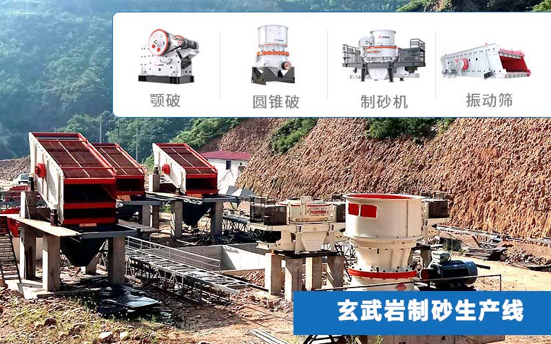 紅星機器廠家承建的玄武巖制砂生產線安裝現場