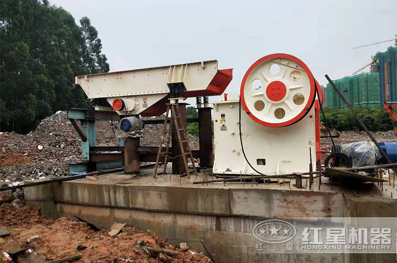 安徽時產150噸石灰石破碎生產線現場一