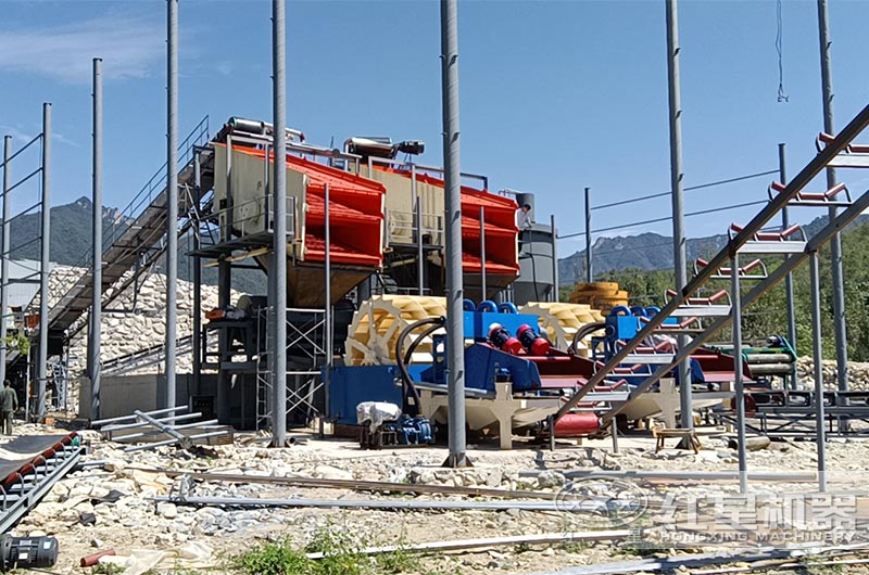 濕法制砂工藝現場洗砂機設備