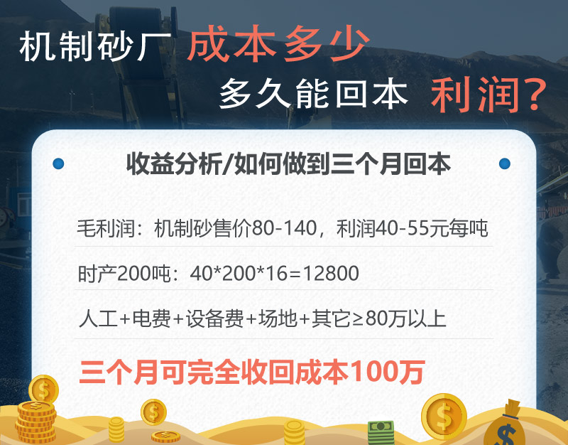 機制砂廠三個月回本，后期凈利潤